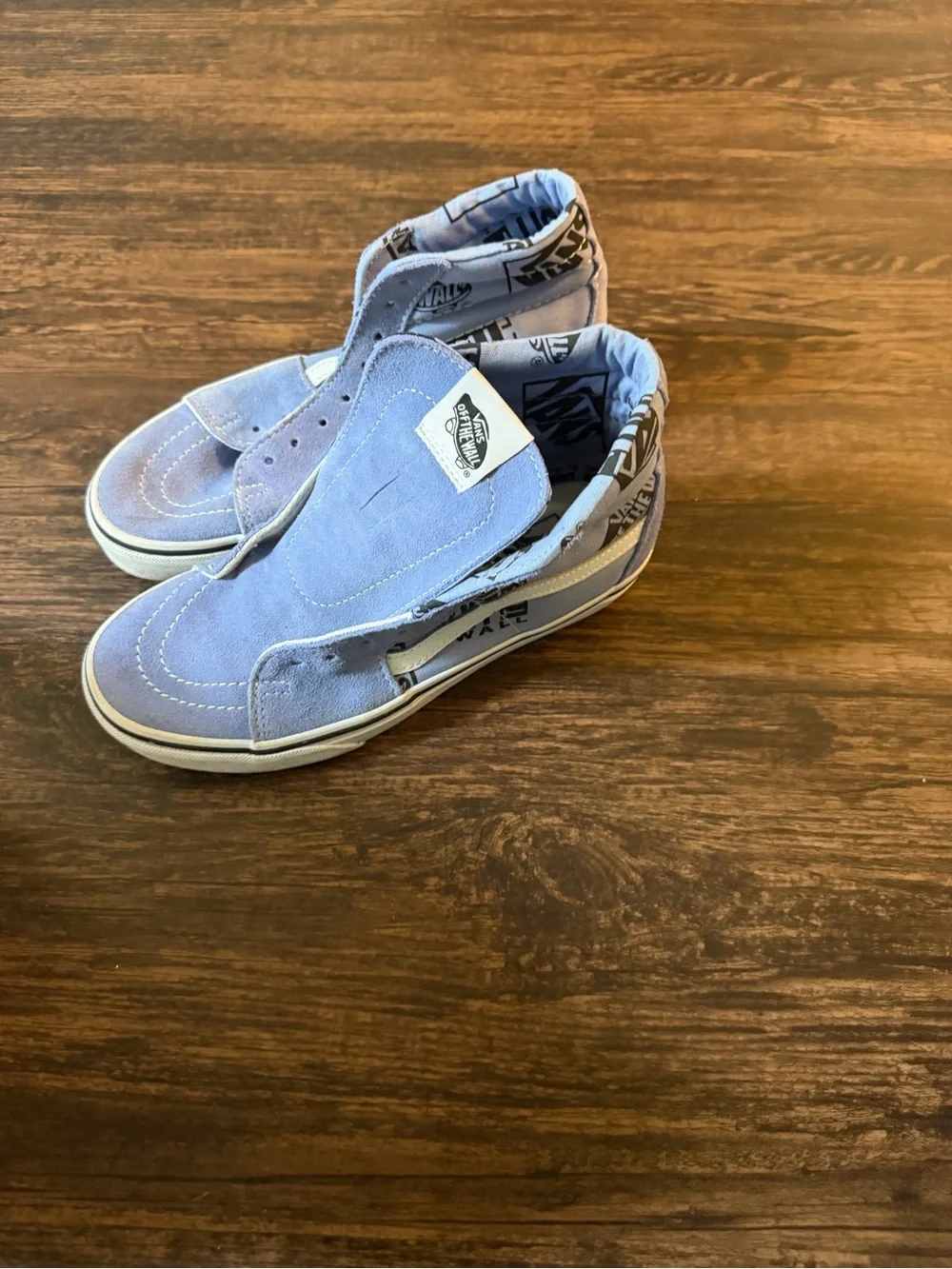 Vans Kids Slip-On Sneakers in Light Blue with Graphic Lining